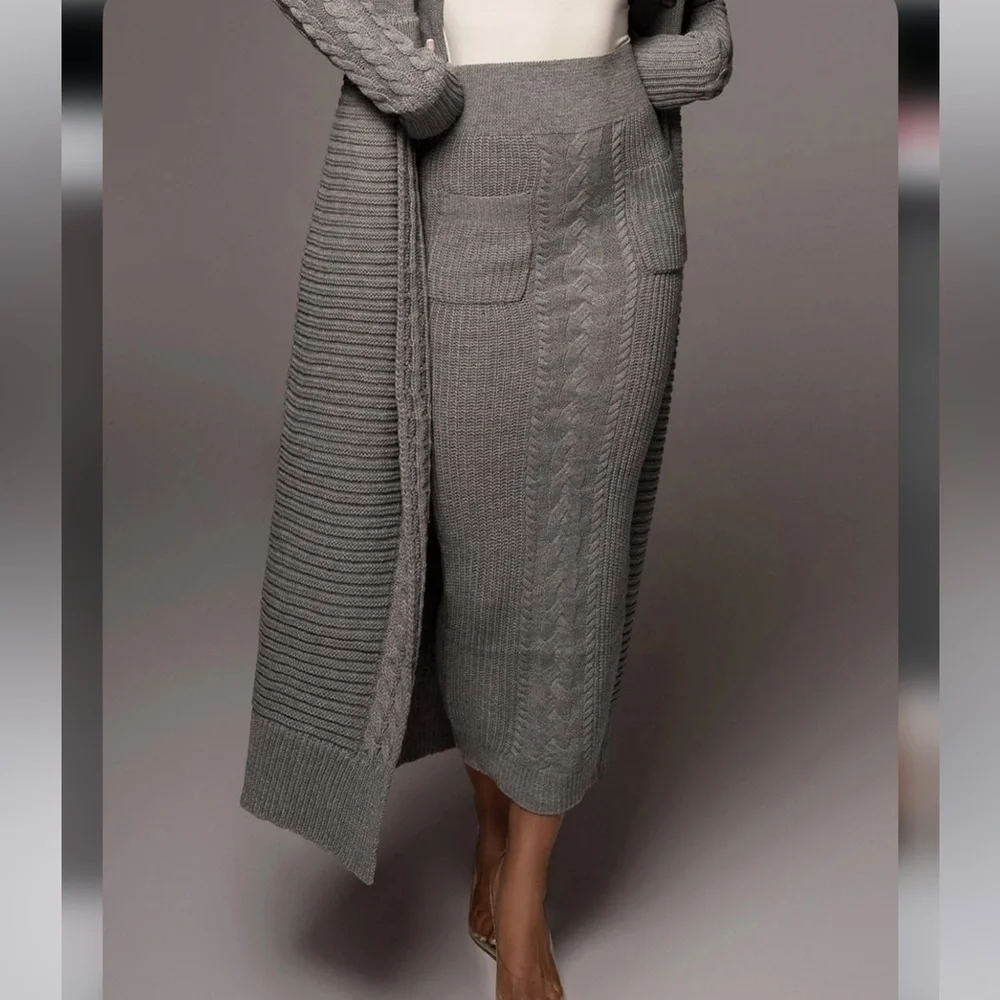 Plain High Waist Plain Sweater Skirt - Picture 2 of 10